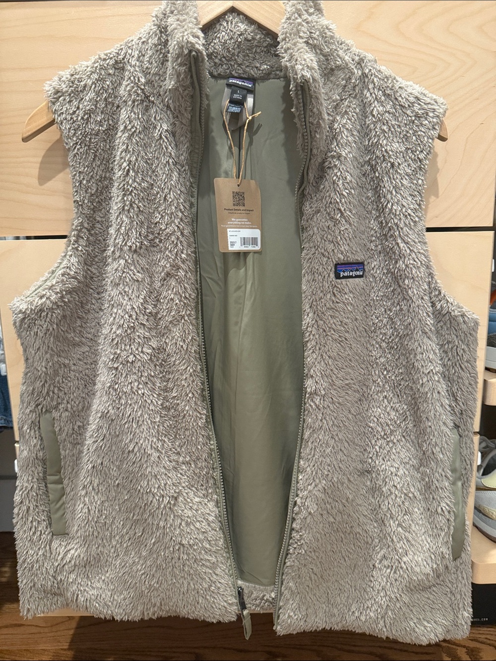 Patagonia Soft Shaggy Fleece Vest in Light Grey